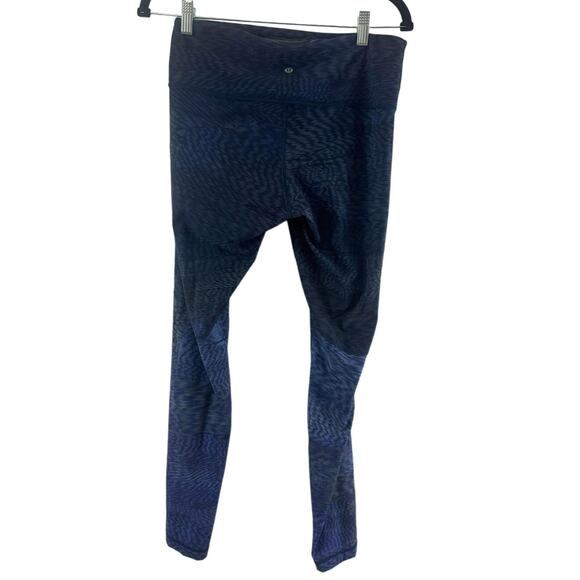 Lululemon Size 10 Leggings Workout Athletic Pants Blue Print Tights Running - Picture 2 of 3